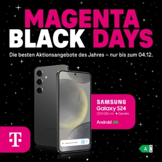 Hol dir jetzt die besten Aktionsangebote des Jahres: 🎉 z. B. das Samsung Galaxy S24 zum Aktionspreis*! 🩷🖤 Entdecke noch mehr Starlights aus den Bereichen Mobilfunk, Festnetz, TV und Zubehör.
#telekom #dabei #magenta #magentablackdays #blackfriday #samsung #galaxys24 #aktion #angebote #sale
* Ankaufsbonus für Samsung Galaxy S24: Der Ankaufsbonus gilt für private Endkunden ab 18 Jahren bei Kauf eines neuen teilnahmeberechtigten Smartphones und bei zusätzlichem Verkauf eines teilnahmeberechtigten Smartphones an die Assurant Deutschland GmbH über den Handyankauf. Teilnehmer erhalten ein Ankaufsangebot für das Altgerät, zzgl. eines Ankaufsbonus. Die Aktion gilt beim Kauf eines der im Folgenden genannten Smartphone-Modelle bei der Telekom Deutschland GmbH: Vom 19.11.–04.12.2025 gibt es 100 € Ankaufsbonus beim Kauf eines Samsung Galaxy S24. Das Handy-Ankaufsangebot für das Altgerät muss bis zum 04.12.2025 generiert werden und das Altgerät bis zum 25.12.2025 bei der Assurant Deutschland GmbH bzw. ihrem Dienstleister eingegangen sein. Das Altgerät muss funktionsfähig sein, d. h., es muss ein- und ausschaltbar sowie entsperrt (kein SIM-/Net-Lock) sein, darf keinen Wasserschaden oder Displaybruch aufweisen und muss einen Mindestankaufswert von 1 € haben. Teilnahme mit max. 3 Aktionsgeräten pro Haushalt. Solange der Vorrat reicht. Ausrichter der Aktion ist die Telekom Deutschland GmbH, Landgrabenweg 149, 53227 Bonn, Deutschland. Die vollständigen Teilnahmebedingungen finden sich auf telekom.de/handyankauf
Ein Angebot von: Telekom Deutschland GmbH, Landgrabenweg 149, 53227 Bonn.
