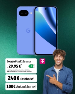 Das Google Pixel 10a im MagentaMobil M Tarif sichern und dabei gleich doppelt profitieren: 🔥

✔ 240 € Cashback
✔ 100 € Ankaufsbonus
✔ Nur 49,95 € mtl.*

Jetzt modernes Google-Feeling mit starkem Netz kombinieren.

➡️ Interesse? Wir beraten Dich gerne persönlich bei uns im Shop vor Ort!

Rechtstext:
https://timeline.gkh-agentur.de/telekom-rechtstexte-juni-2026-2/