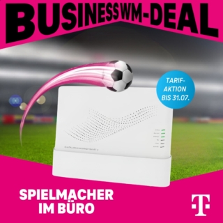 Dein Business-Upgrade im Doppelpack! ⚽🏆

Bist Du bereit für Dein unternehmerisches Heimspiel? In der WM-Saison kommt es auf die richtige Taktik an – und wir stellen Dir das perfekte Team für Dein Büro auf.
Mit unserem aktuellen Business-Deals holst Du Dir die volle Performance für Dein Geschäft: Preis-Volltreffer: Den Tarif Business Glasfaser Start gibt es für unschlagbare 9,95 € mtl. (netto) in den ersten 6 Monaten.

Aber Achtung: Nach der Spielzeit ist Schluss – die Aktion läuft nur bis zum 31.07.

Jetzt bei uns im Shop vorbeikommen und Dich individuell beraten lassen! 💗

Rechtstext:
https://timeline.gkh-agentur.de/telekom-rechtstexte-juni-2026-2/
