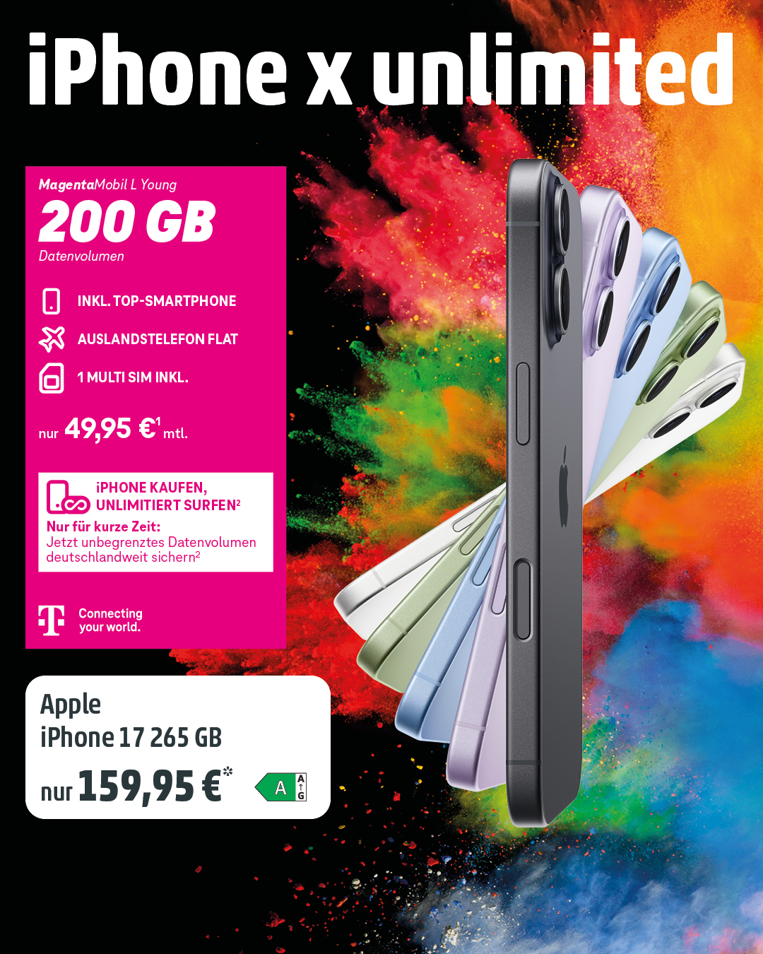 Manche Dinge sollten einfach grenzenlos sein. 💗

Deine Lieblingsmusik.
Die schönsten Sommermomente.
Und Dein Datenvolumen.

Sichere dir jetzt für kurze Zeit Dein iPhone inklusive Unlimited Datenvolumen und genieße grenzenlose Freiheit – ohne Limit, ohne Kompromisse.

👉 Jetzt bei Deinem Telekom Partner beraten lassen und Angebot sichern.

Rechtstexte: https://timeline.gkh-agentur.de/telekom-rechtstexte-juli-2026/