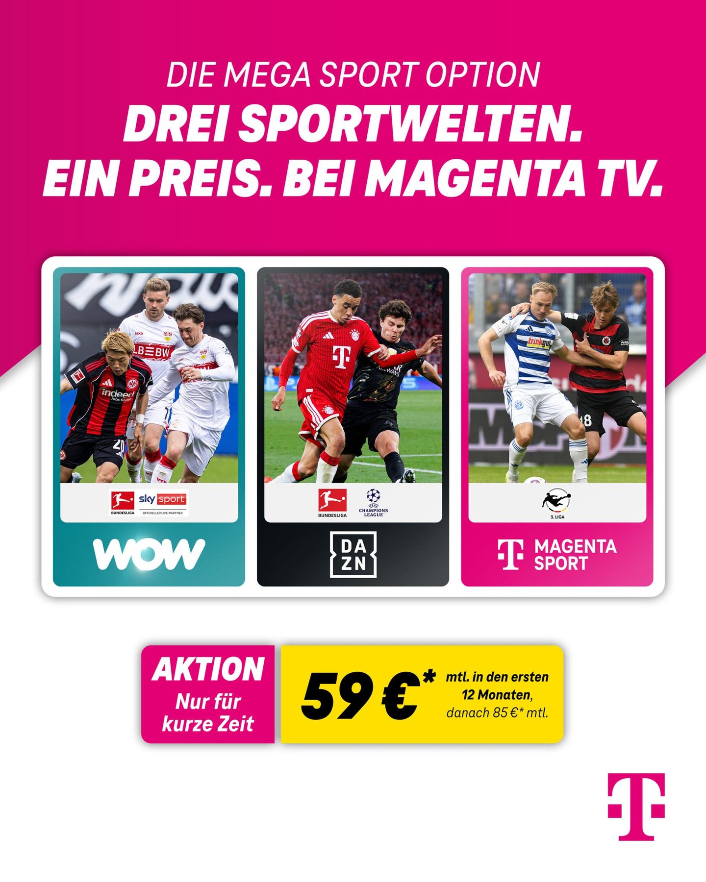 ⚽ Nur 59 €* mtl. im Jahresabo: Erlebe alle Spiele von WOW, DAZN und MagentaSport in einem Paket – mit der MegaSport Option bei MagentaTV! 🏃 Jetzt für kurze Zeit bei uns im Shop oder auf telekom.de/megasport

#telekom #magentatv #megasport #wow #dazn #fußballgucken 

Rechtstexte: https://timeline.gkh-agentur.de/telekom-rechtstexte-august-2025-2/